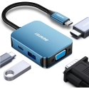BENFEI 4-ühes USB-C adapter, 4K HDMI, USB-C, 1x USB A, VGA, sinine BENFEI 4-ühes USB-C adapter, 4K HDMI, USB-C, 1x USB A, VGA, sinine