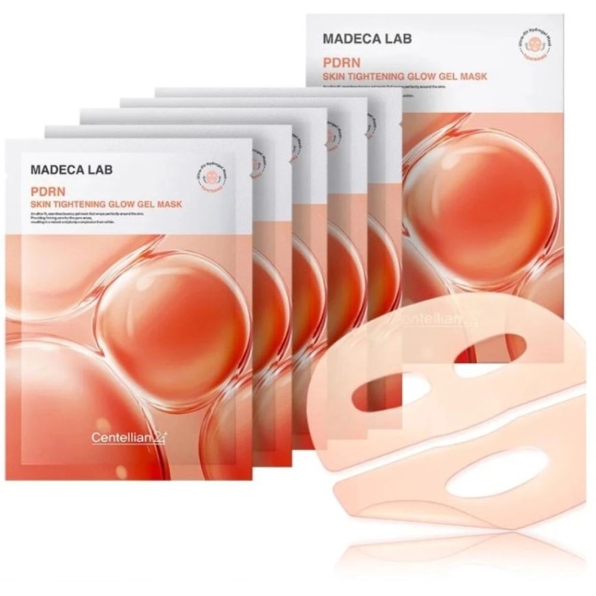 Centellian24 Madeca Lab PDRN Skin Tightening Glow Gel Mask lehtkandmine hüdrogeelne näomask, 5 tk. – 2