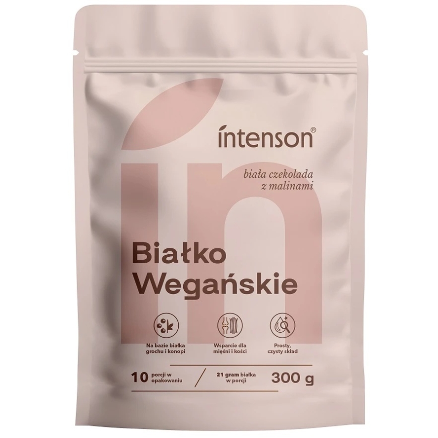 Intenson Vegaaniset Proteiinit Valkosuklaan ja Vadelman Maku 300g