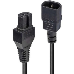 Power Cable - LINDY C14 to C15 Hot Condition Power Cable, 10A/250V, 1 m, Black