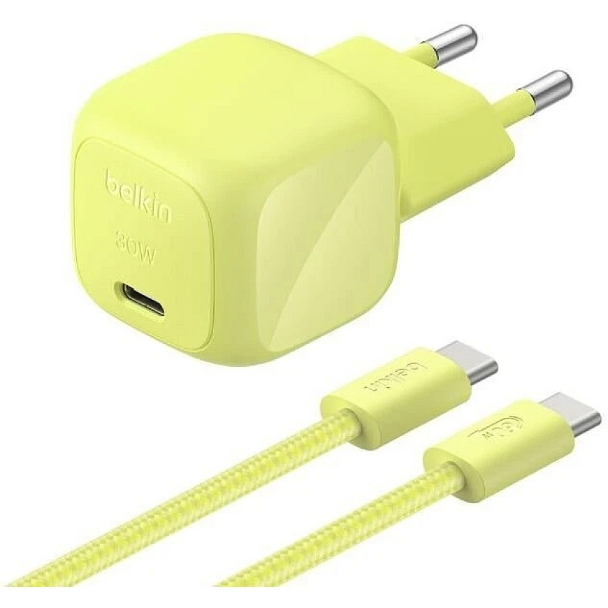 Įkroviklis Belkin Boost Charge USB-C/USB-C 30 W įkroviklis su PD, juodas + kabelis WCA008kq2MGR-B6