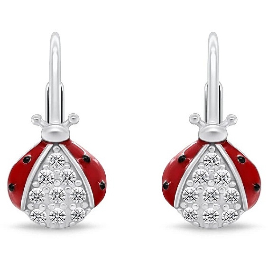 Серебряные девичьи серьги Brilio Silver «Божьи коровки» с цирконием EA1270W – 2