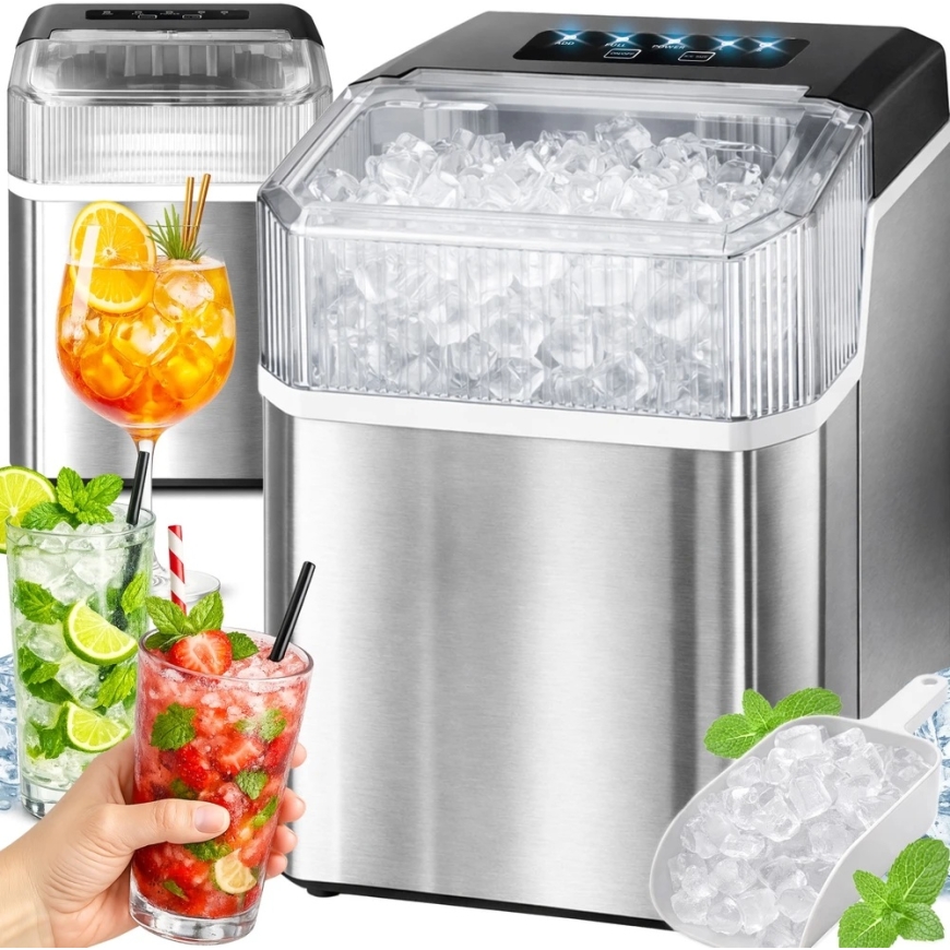 RTO Бытовая машина для льда большая серебристая 150W устройство для кубиков льда для напитков - OR1322