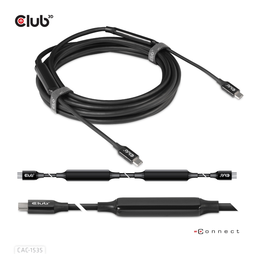 CLUB3D USB 3.2 Gen2 Type C to C Active Bi-directional Cable 8K60Hz M/M 5m/16.4ft – 2