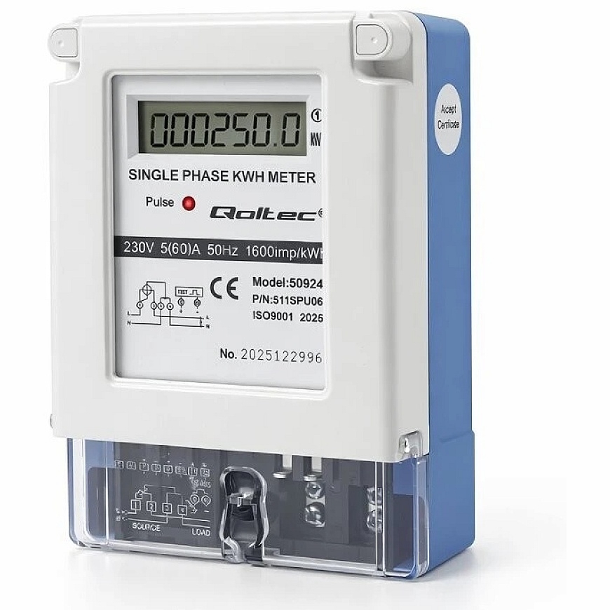 Qoltec Однофазный электрический счетчик 230В 5(60)A LCD – 2
