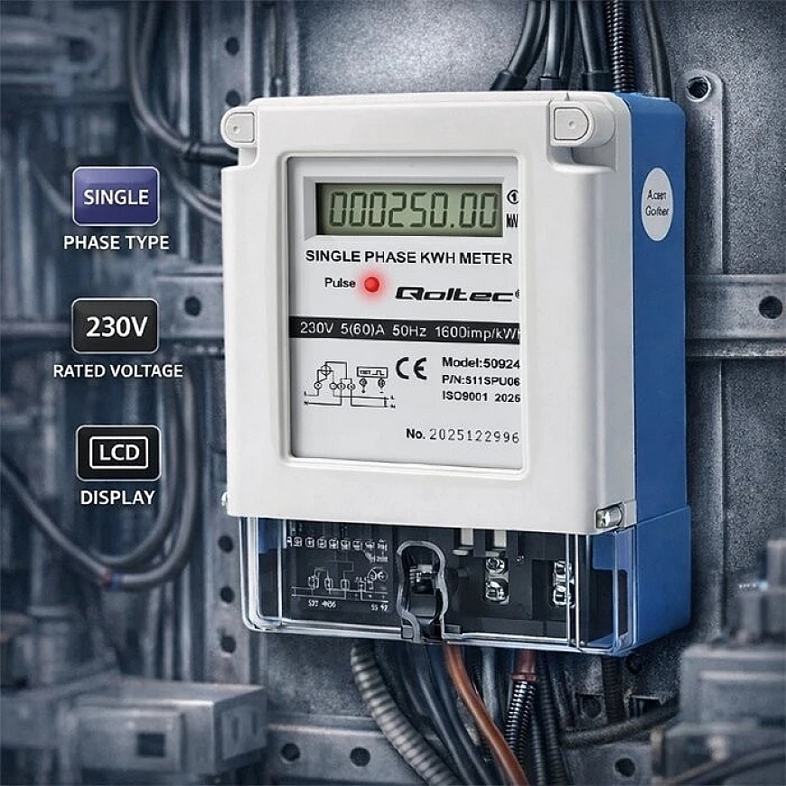 Qoltec Yksivaiheinen Sähkölaskuri 230V 5(60)A LCD – 3