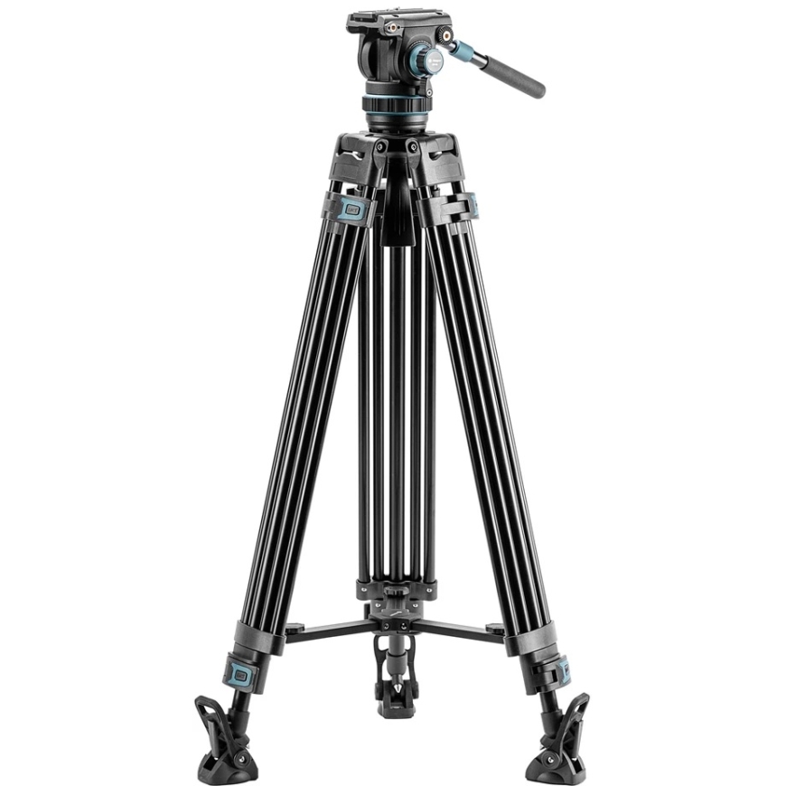 Video statīvs - Fotopro DV 5A Smaga šķidruma galva, atbalsta 10 kg, maksimālais augstums 193 cm, melns – 3