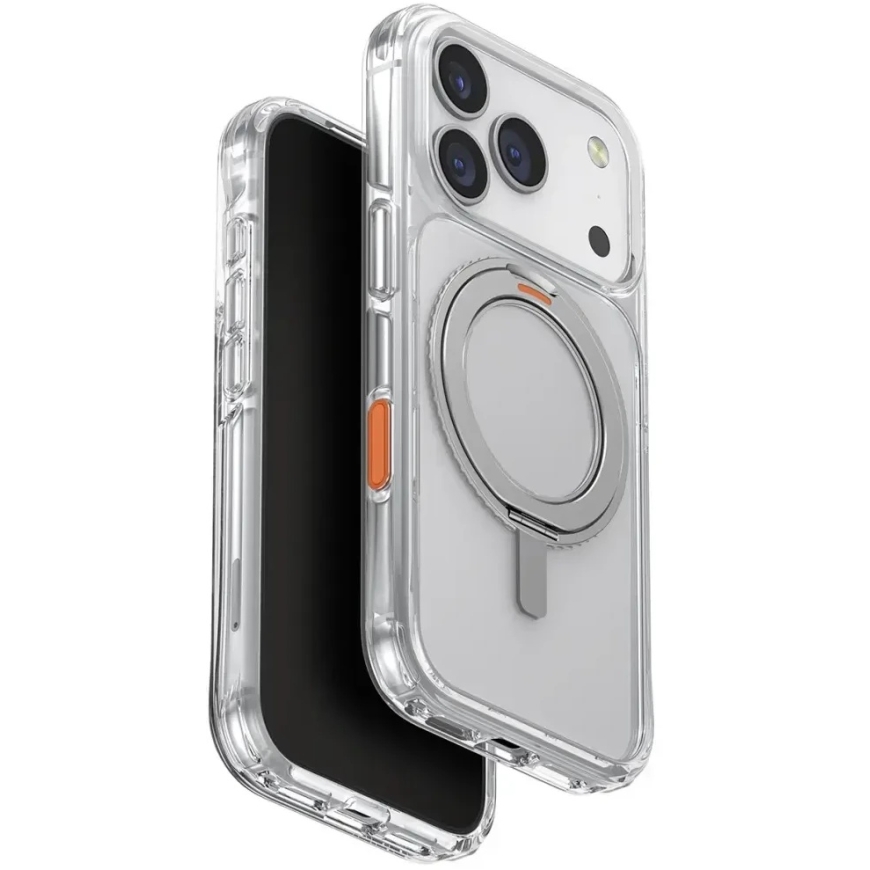 UNIQ Swivix kate iPhone 17 Pro-le, 360° pöörleva alusiga, selge