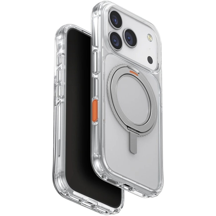 UNIQ Swivix dėklas, skirtas iPhone 17 Pro, su 360° besisukančiu stovu, skaidrus – 3