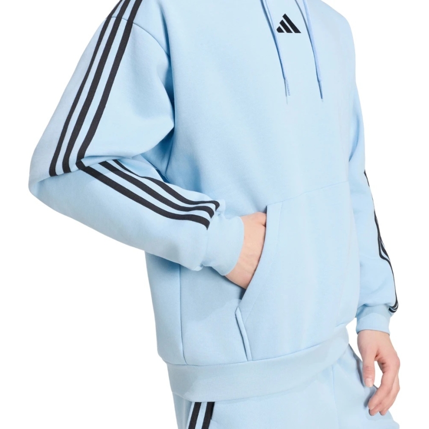 adidas Essentials 3-Stripes Fleece Hoodie for Men Blue KY4170 (M) – 5