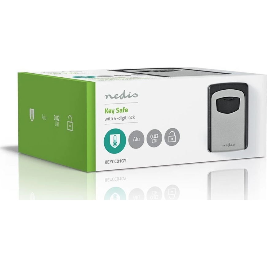 Nedis KEYCC01GY sejf Sejf ścienny Aliuminio Juodas, Sidabrinė – 3