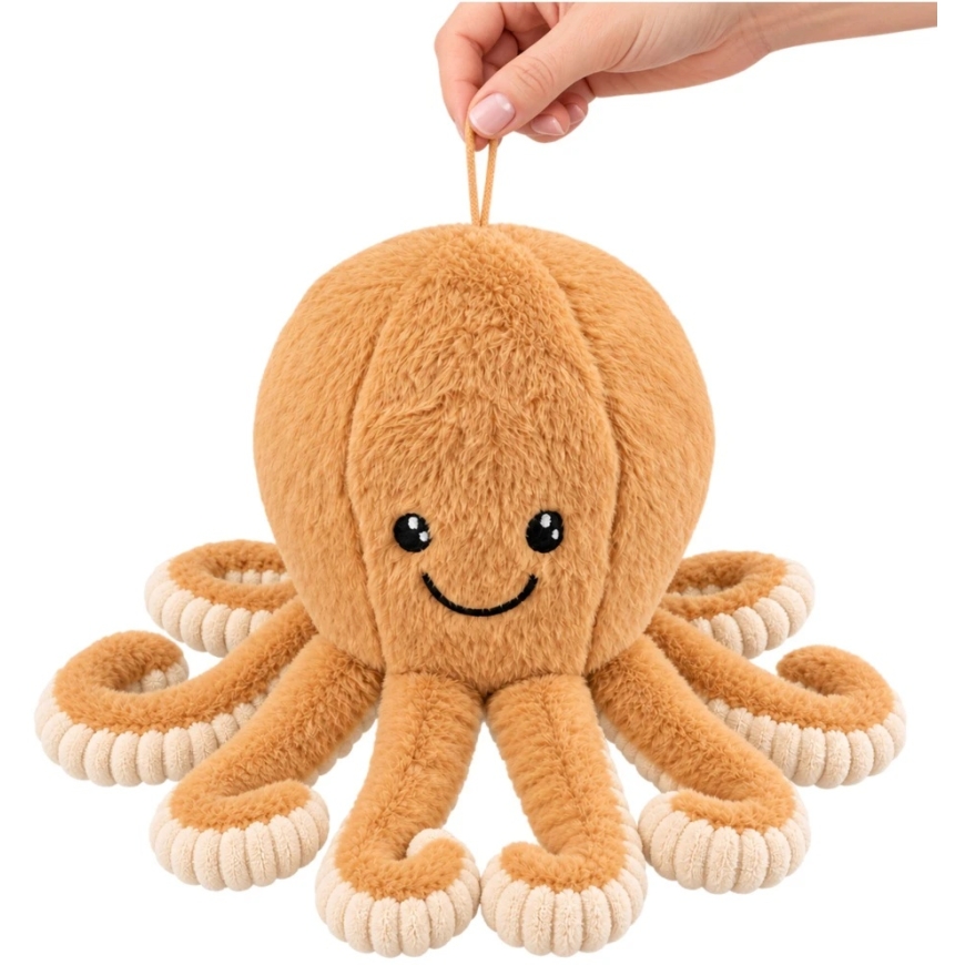Lean Toys Pehme sõltlastiga kaheksajalg, liivakarva, 50 x 30 x 30 cm – 4