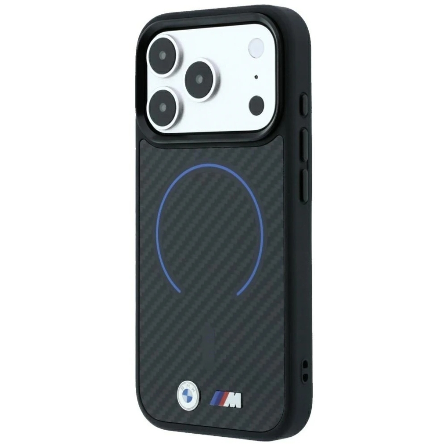 BMW M Kevlar Sinine Print Rõngas Metall Logo MagSafe kaitse iPhone 18 Pro / 17 Pro - Must – 3