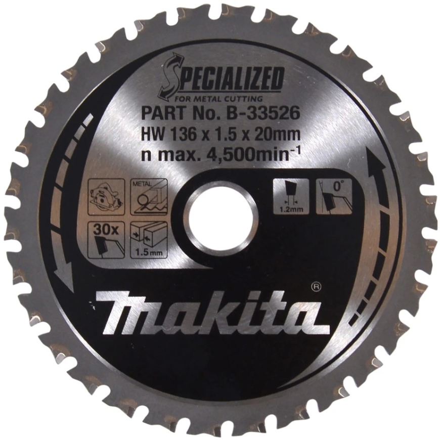Пила T.C.T. Makita SPECIALIZED 136X1.5X20mm 0° T30 Пила T.C.T. Makita SPECIALIZED 136X1.5X20mm 0° T30 Пила T.C.T. Makita SPECIAL