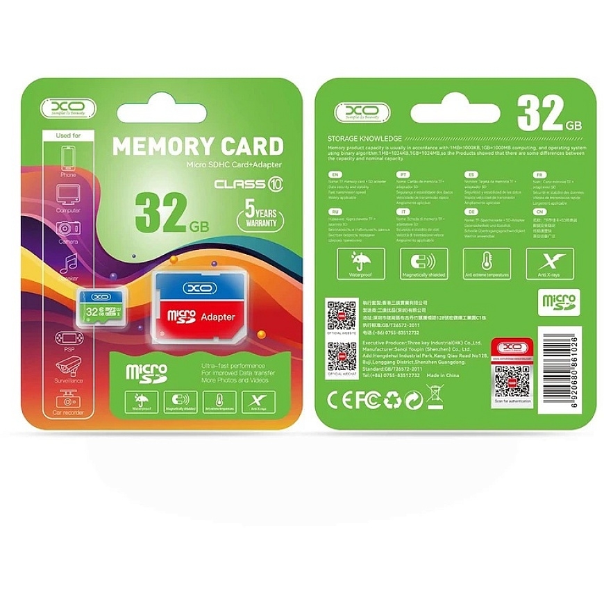 XO 32GB Micro SDHC Memory Card cl. 10 + Adapter – 2
