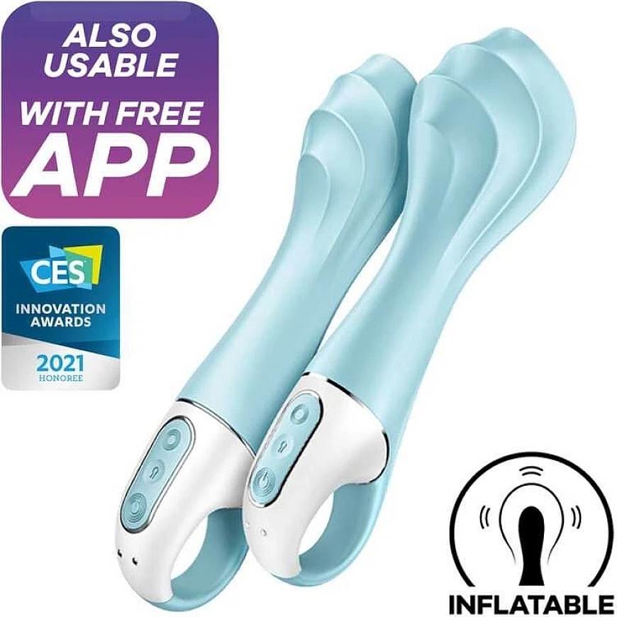 Satisfyer Air Pump Vibrator 5+ šviesiai mėlynas pompinis vibratorius – 5