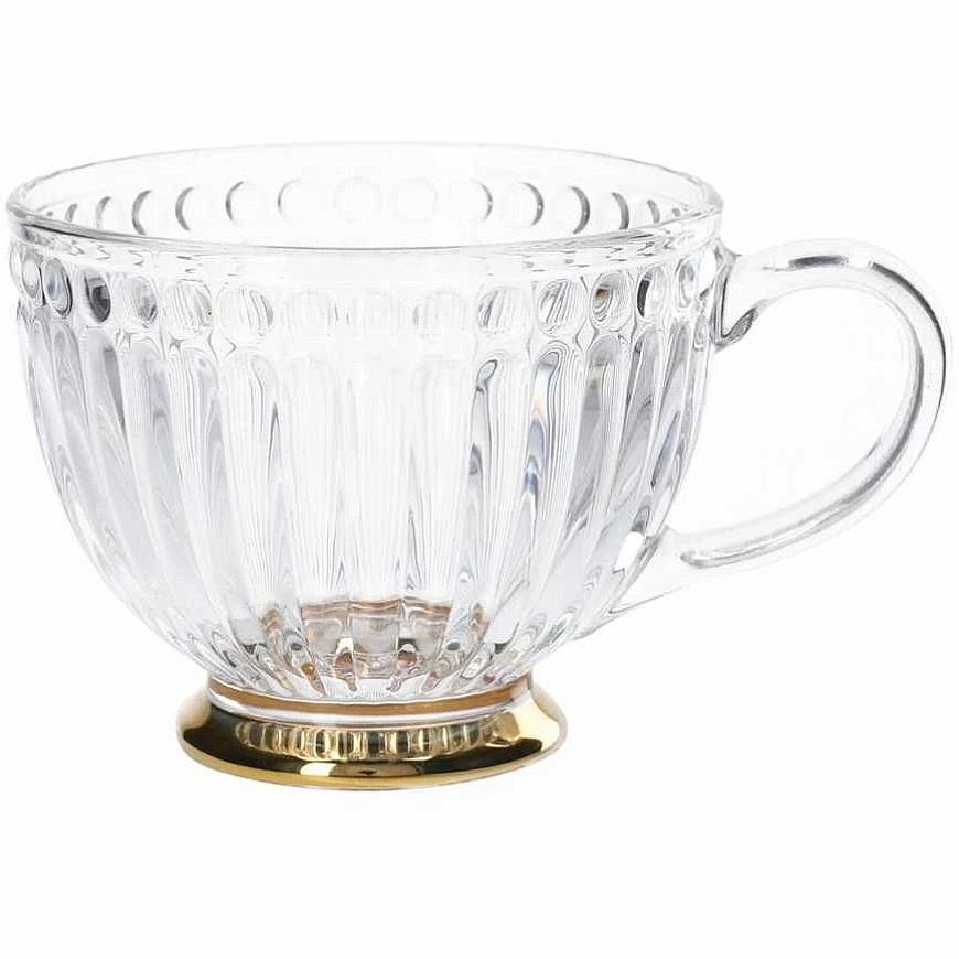 Stikla krūze „Homla BARREL“ ar svītrām un zelta pamatni, 360 ml – 4