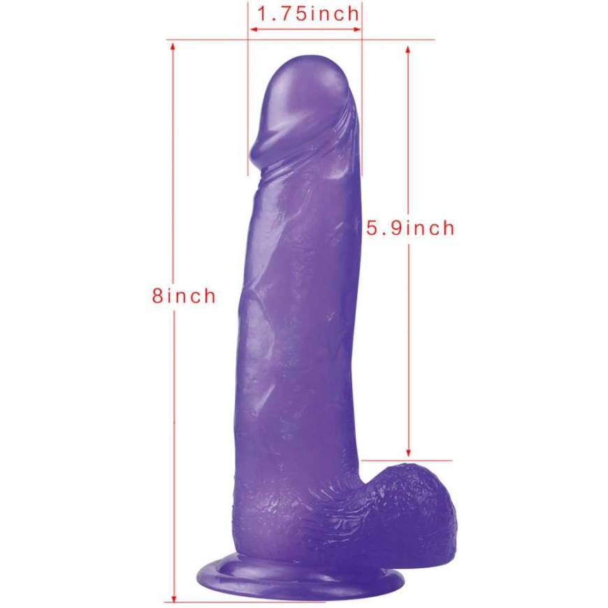 Lovetoy 8"" Geelikärki Kristalli Dildo Suuri Violetti – 5
