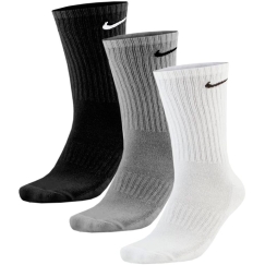 Nike Everyday Cushioned Crew sokid 3 paari valge, hall, must SX7664 964 (38-42)