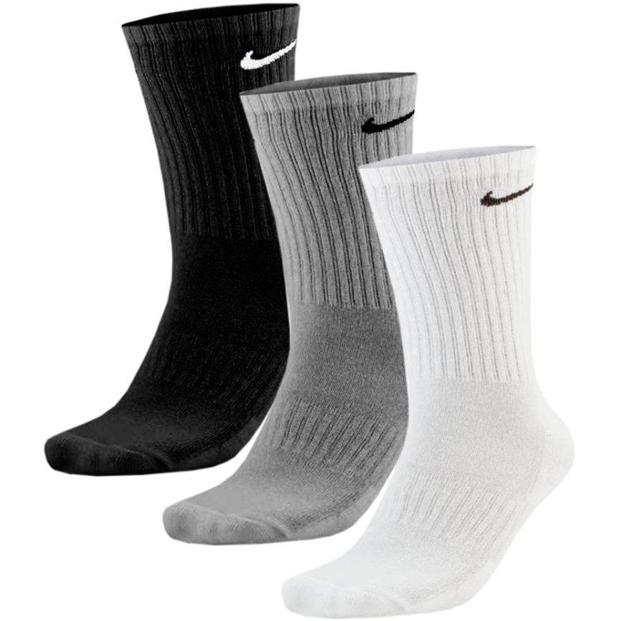 Nike Everyday Cushioned Crew zeķes 3 pāri balta, pelēka, melna SX7664 964 (38-42)