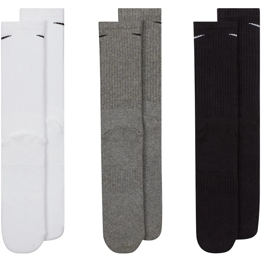 Nike Everyday Cushioned Crew zeķes 3 pāri balta, pelēka, melna SX7664 964 (38-42) – 5