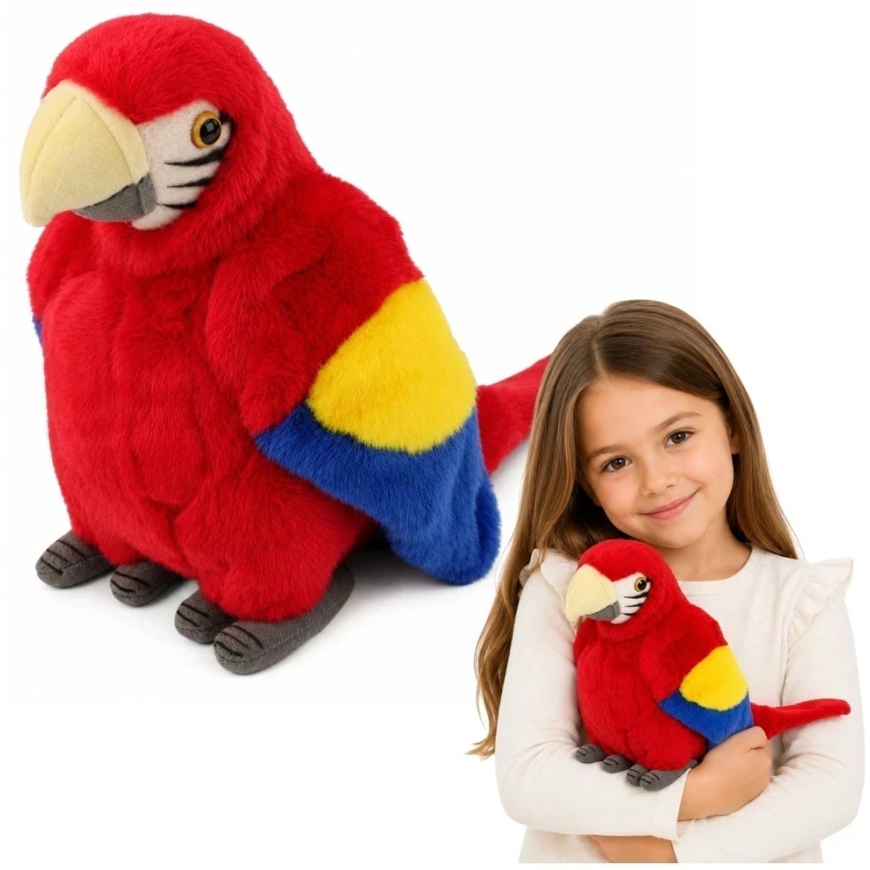 Lean Toys Pehmeä lelu - ara-papukaija, punainen, 24 cm – 2