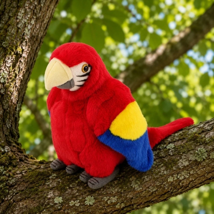 Lean Toys Pehmeä lelu - ara-papukaija, punainen, 24 cm – 4