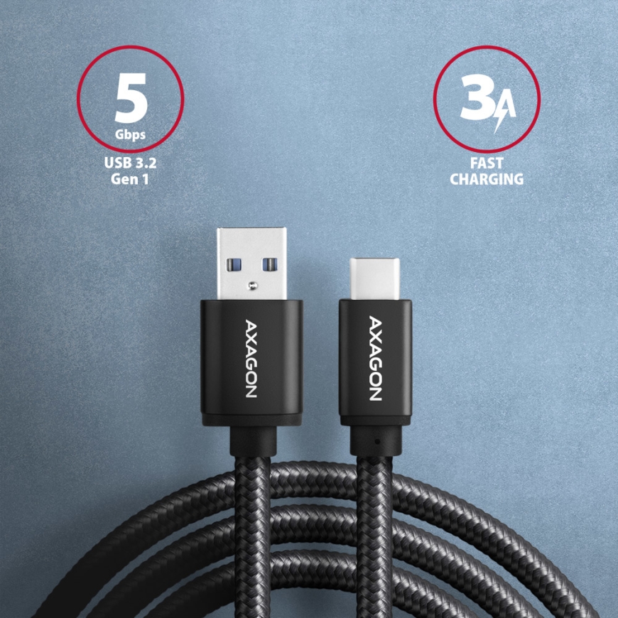 Axagon BUCM3-AM10AB USB kabelis USB 3.2 Gen 1 (3.1 Gen 1) 1 m USB C USB A 5 Gbit/s Juoda – 2
