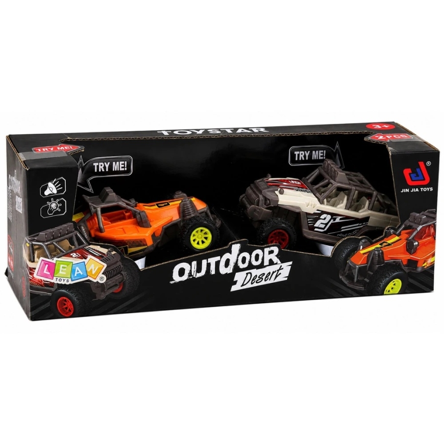 Lean Toys maastoauto-setti valolla ja ääniefekteillä, 2 kpl, 14 cm – 4