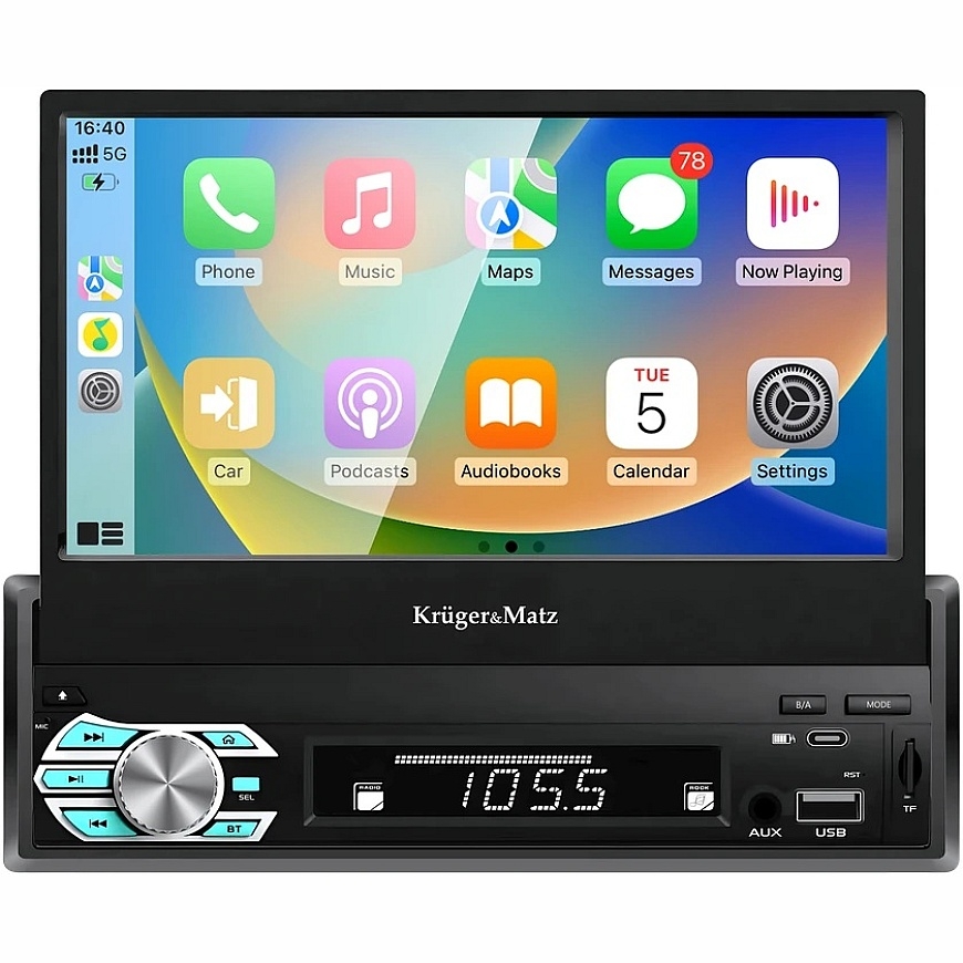 Automagnetola Kruger & Matz „KrugerMatz KM2018“ automobilio radijas su ištraukiamu 7 colių „CarPlay“ / „AndroidAuto“ ekranu – 2
