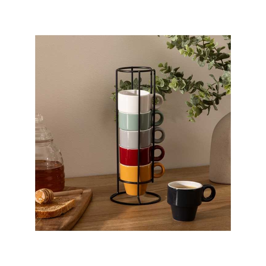 Statīvs ar 6 COLORAMA krūzēm, 64 ml