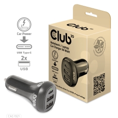 CLUB3D CAC-1921 зарядное устройство для мобильных устройств Ноутбук Черный Прикуриватель Авто