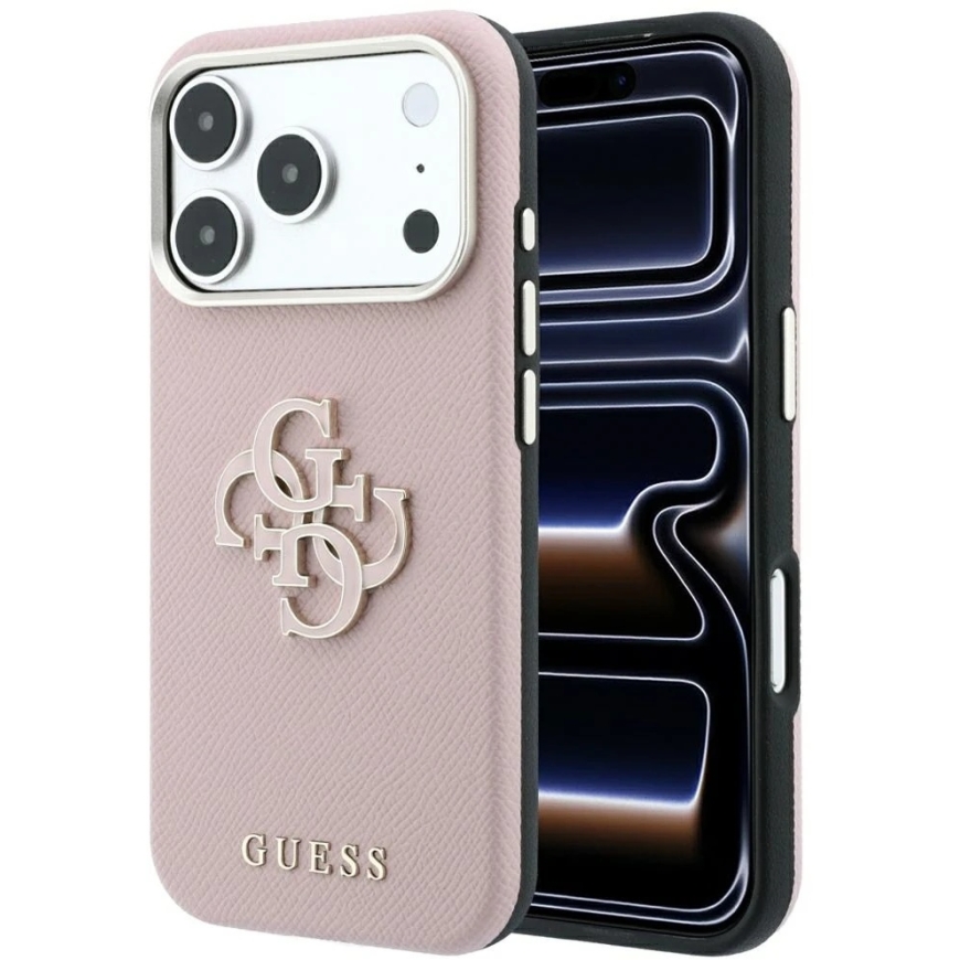 Guess Grained & Big Resin Logo Case for iPhone 18 Pro Max / 17 Pro Max - Pink – 2
