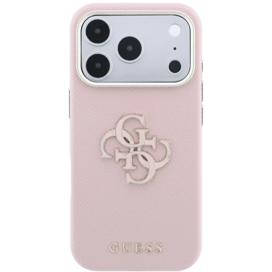 Guess Grained & Big Resin Logo Case for iPhone 18 Pro Max / 17 Pro Max - Pink – 4