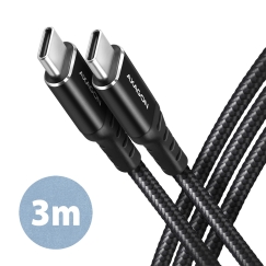 Axagon BUCM-CM30AB USB-kaapeli USB 2.0 3 m USB C 0,48 Gbit/s 60 W Musta
