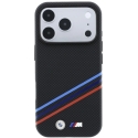 BMW M Quadrille case with Kevlar pattern, tricolor stripes and metal logo, MagSafe, compatible with iPhone 18 Pro Max / 17