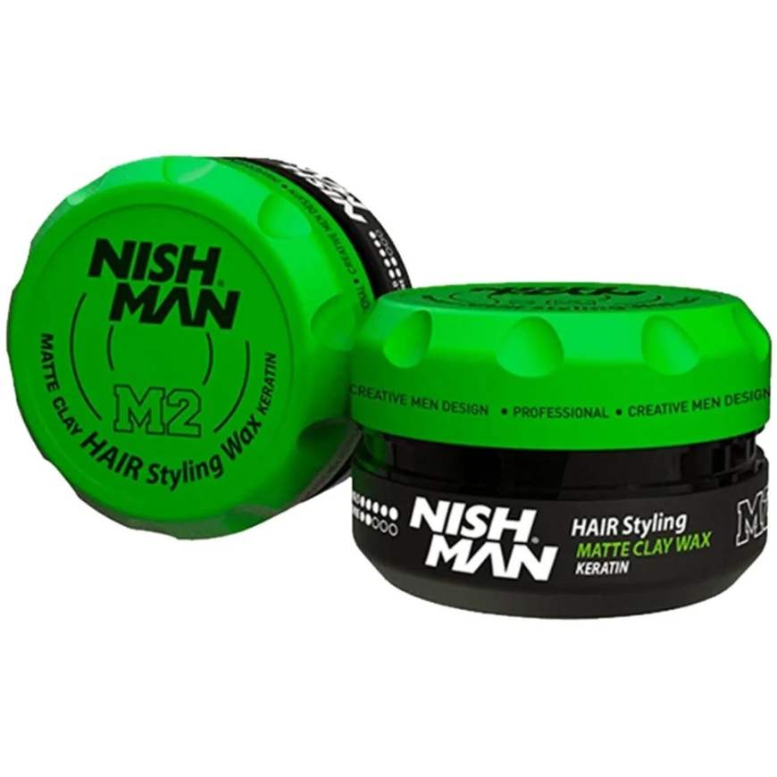 NISHMAN Matēta māla matu veidošanas vasks Keratin M2, 132 g – 2