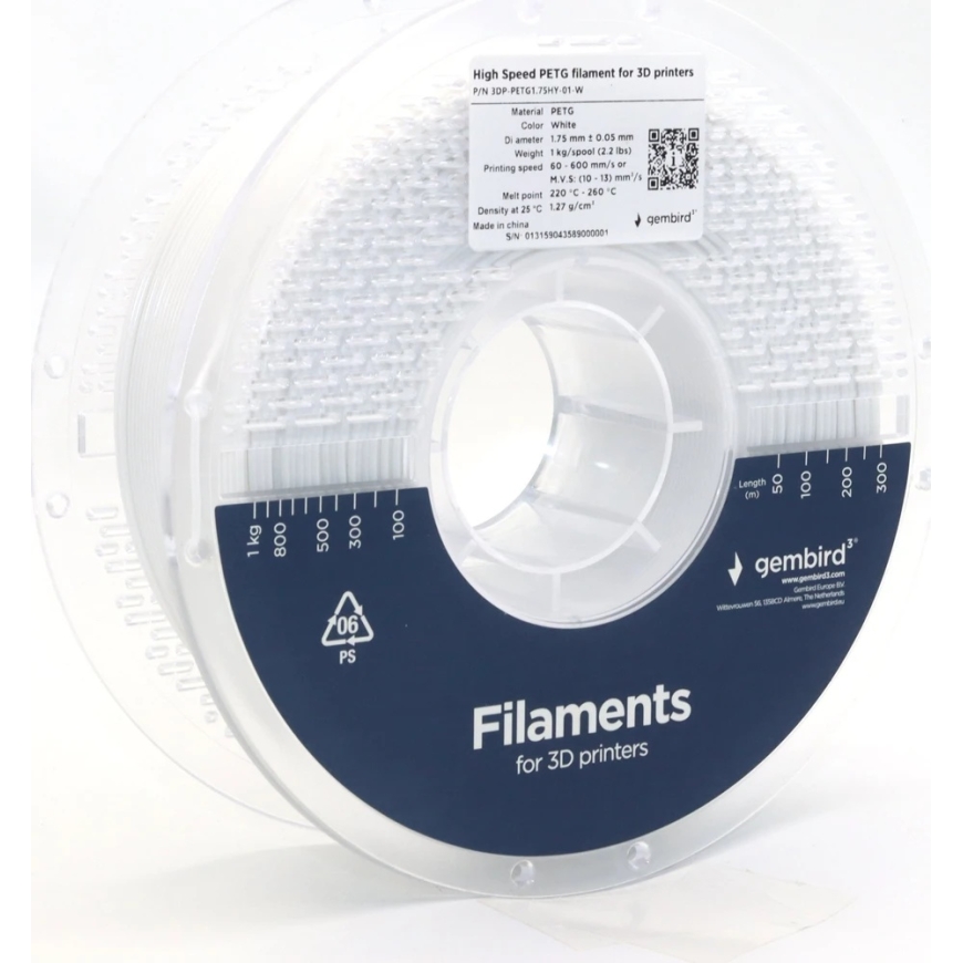 GEMBIRD Filament PETG High Speed White – 4