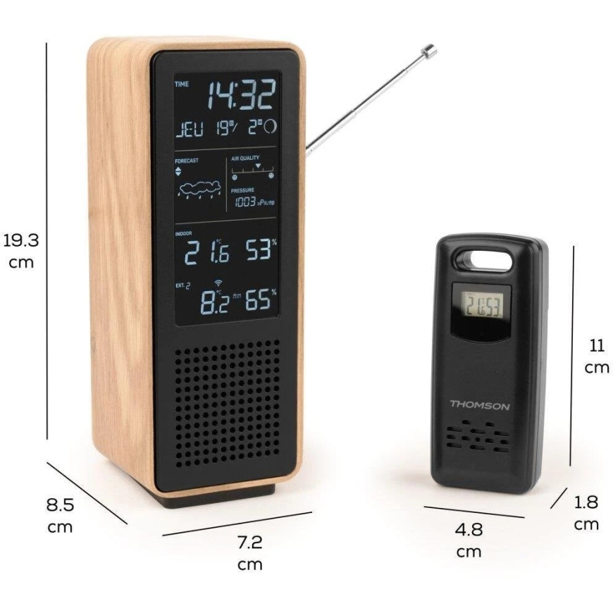 "Thomson WS102TBK" sääasema Bluetooth-kaiuttimella ja FM-radiolla – 4