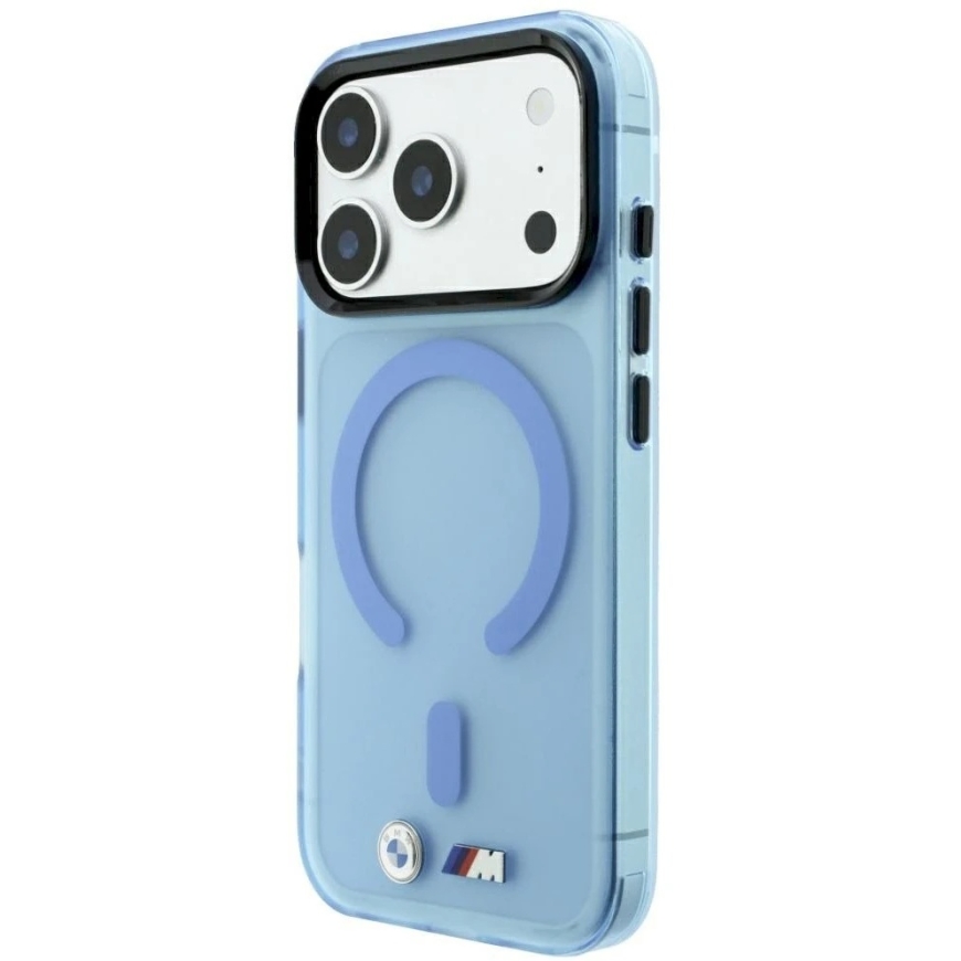 Чехол BMW M IML Frosted Metal Logo & Trims MagSafe для iPhone 17 Pro / 18 Pro – Синий – 3