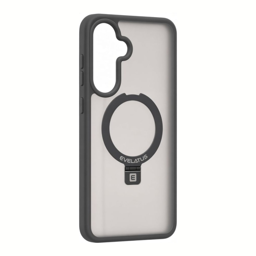 Samsung Galaxy A37 / A36 šarvas su MagSafe ir stoveliu, matinė žiedinė dūminė pilka