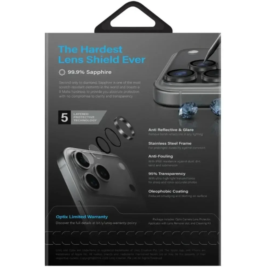 UNIQ Optix Prime fotoaparato objektyvo apsauga, skirta iPhone 18 Pro / iPhone 18 Pro Max, grafito spalvos – 2