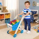 Lean Toys Children's Shopping Cart with Accessories, Blue, 42 × 28 × 48 cm, 26 Pieces