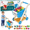 Lean Toys Lasten ostoskori lisävarusteilla, sininen, 42 × 28 × 48 cm, 26 osaa Lean Toys Lasten ostoskori lisävarusteilla, sininen, 42 × 28 × 48 cm, 26 osaa