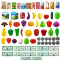 Lean Toys Lasten ostoskori lisävarusteilla, sininen, 42 × 28 × 48 cm, 26 osaa Lean Toys Lasten ostoskori lisävarusteilla, sininen, 42 × 28 × 48 cm, 26 osaa