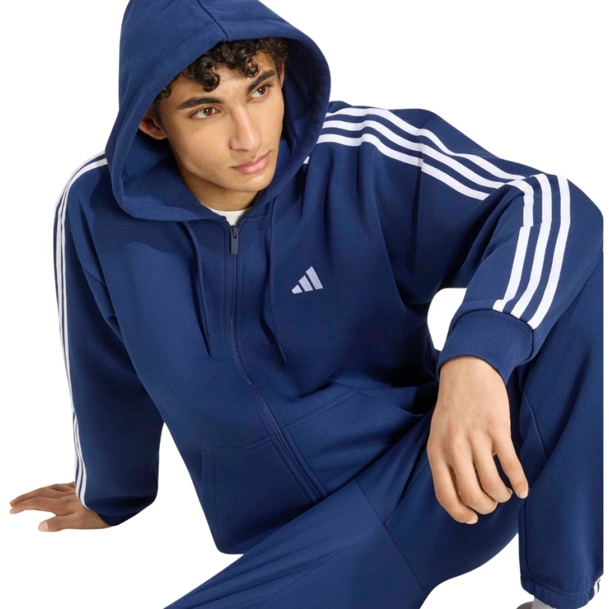 Мужская кофта adidas Essentials 3-Stripes Fleece Full-Zip Hoodie тёмно-синяя KY4144 (L) – 5