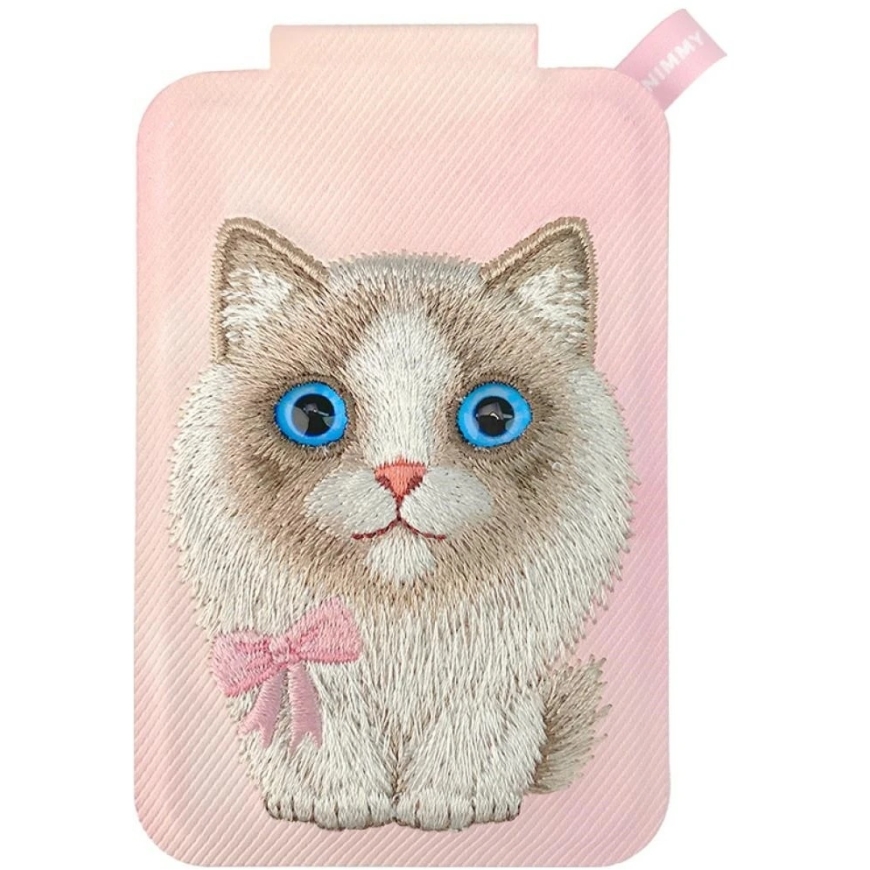 Magnetinis telefono dėklas-piniginė su stovu Nimmy New Big-Eye Cute Pets 2.0 Cat, rožinės spalvos – 5