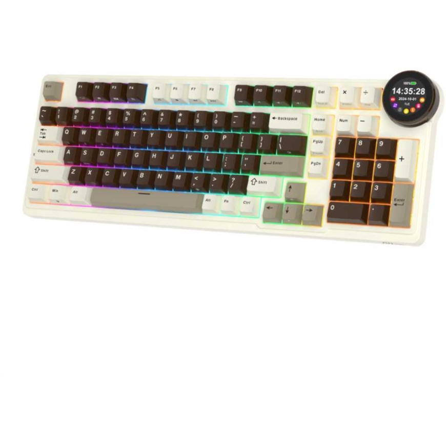 Royal Kludge RK-N99 RGB Phantom bezvadu tastatūra | 96%, Hot-swap, brūna dzeltenā slēdži, ASV – 2