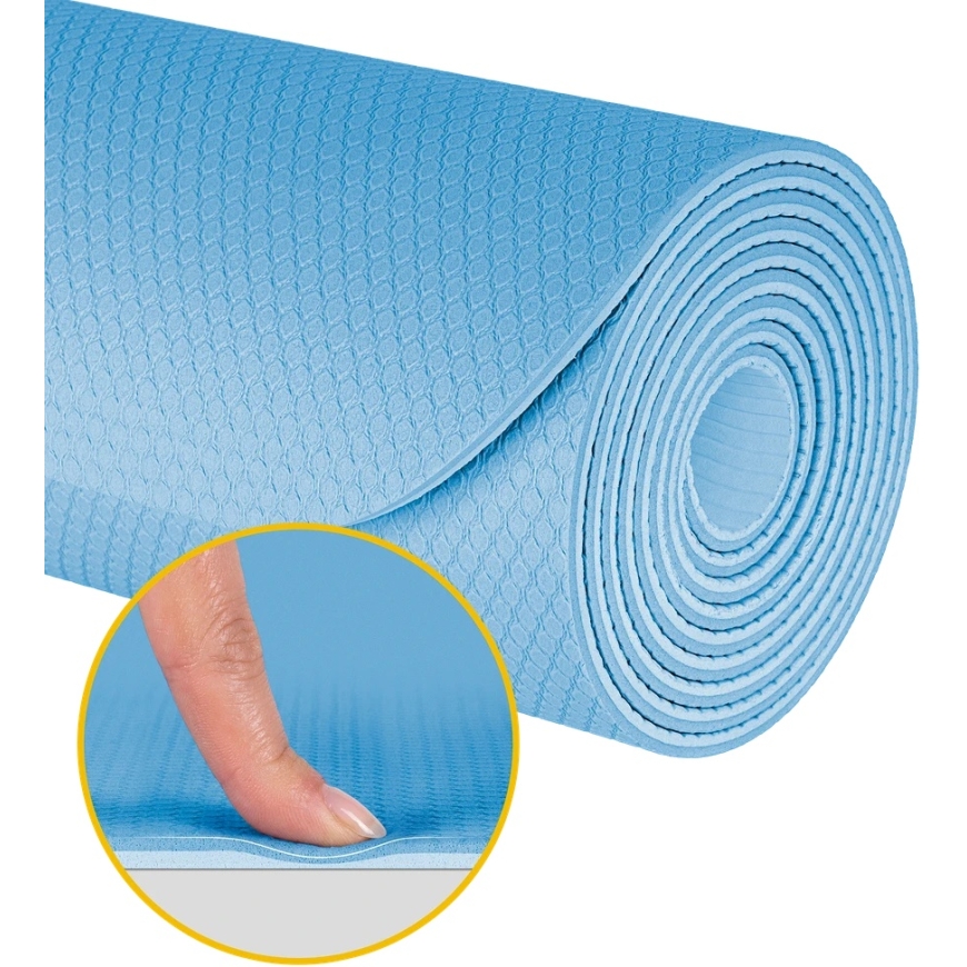 Yoga, Pilates, Fitness Gymnastics Mat, 183x61cm, 4mm thickness, TPE material, blue, REBEL ACTIVE – 5