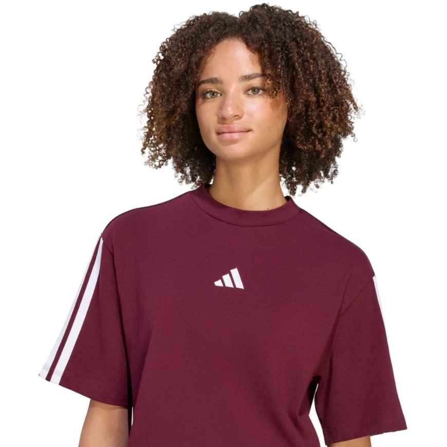 adidas Essentials 3-Stripes Boyfriend naisten t-paita burgundinpunainen KF6287 (M) – 4